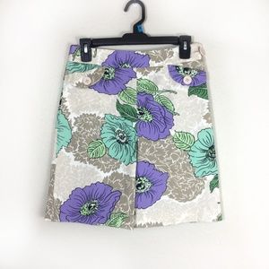 Ann Taylor Loft Floral Front Pleated Skirt